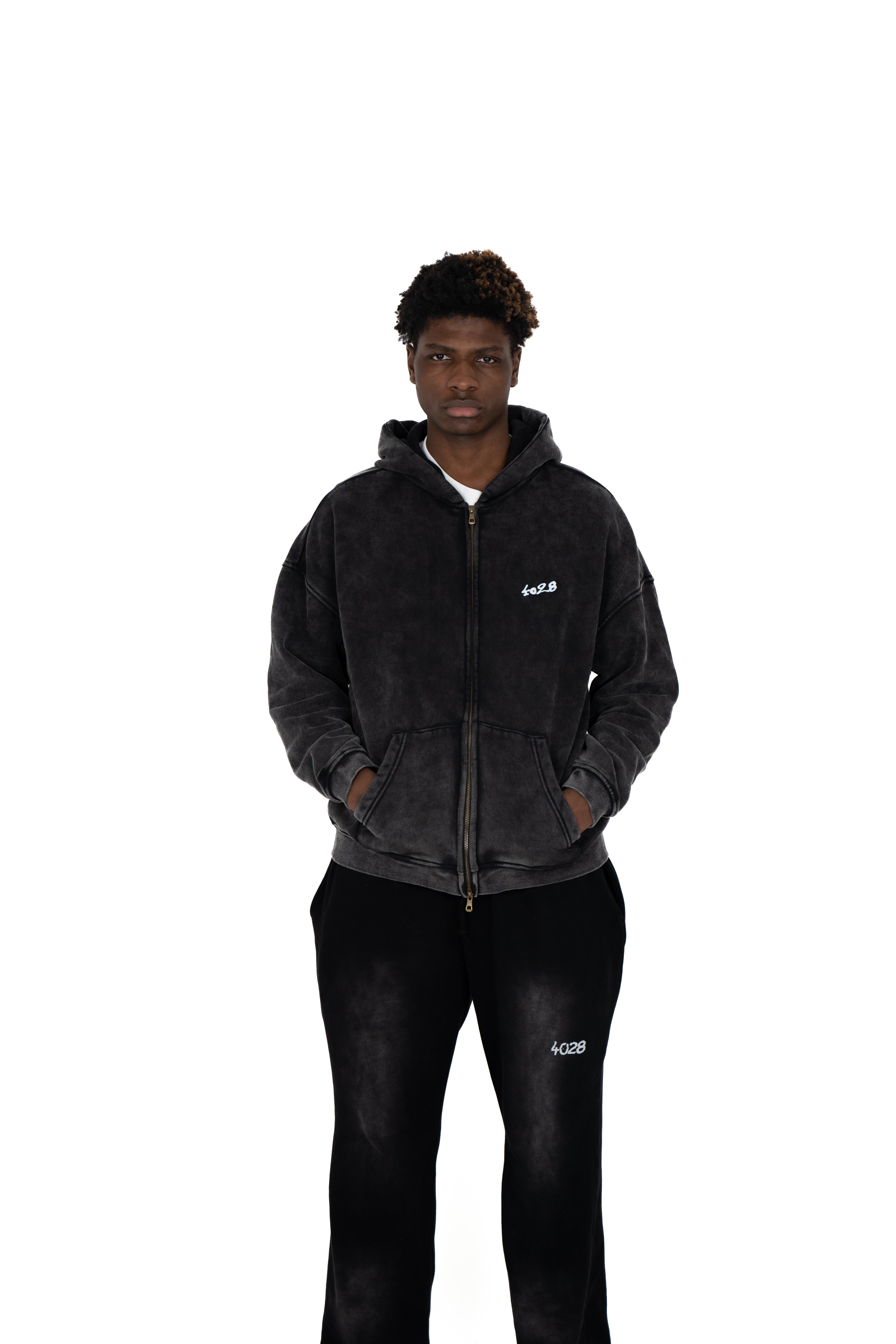 'FROM ANOTHER POINT OF VIEW' ZIP HOODIE GREEN AND BLACK